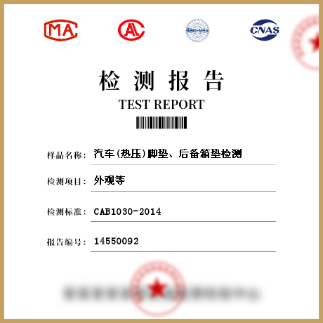 汽車(熱壓)腳墊、后備箱墊檢測